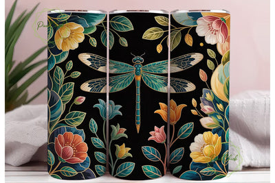 Stained Glass Dragonfly 20oz Tumbler Sublimation PixelChick 