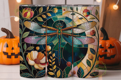 Stained Glass Dragonfly 20oz Tumbler Sublimation PixelChick 