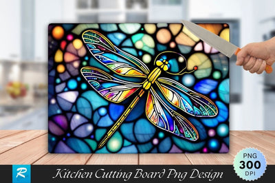 Stained Glass Dragonfly Art Background Cutting Board Sublimation Regulrcrative 