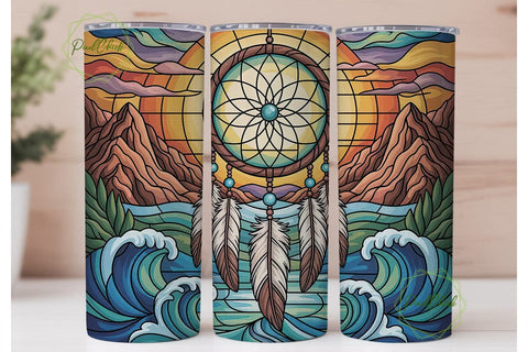 Stained Glass Dreamcatcher 20oz Tumbler Sublimation PixelChick 