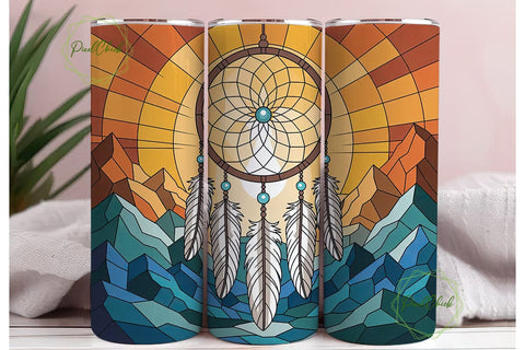 Stained Glass Dreamcatcher 20oz Tumbler Sublimation PixelChick 