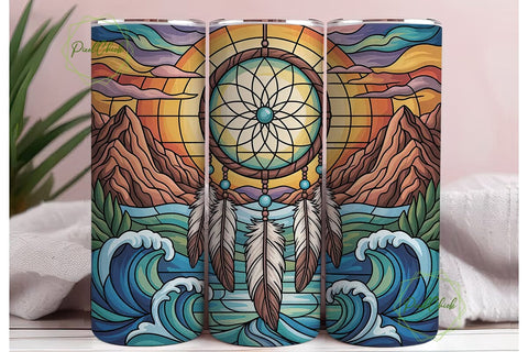 Stained Glass Dreamcatcher 20oz Tumbler Sublimation PixelChick 