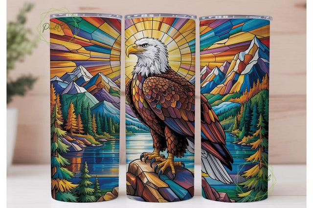 Stained Glass Eagle 20oz Tumbler Wrap Sublimation PixelChick 