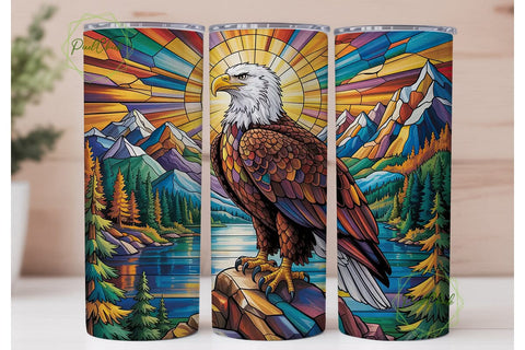 Stained Glass Eagle 20oz Tumbler Wrap Sublimation PixelChick 