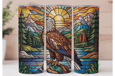 Stained Glass Eagle 20oz Tumbler Wrap Sublimation PixelChick 