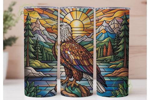 Stained Glass Eagle 20oz Tumbler Wrap Sublimation PixelChick 