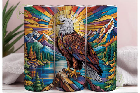 Stained Glass Eagle 20oz Tumbler Wrap Sublimation PixelChick 