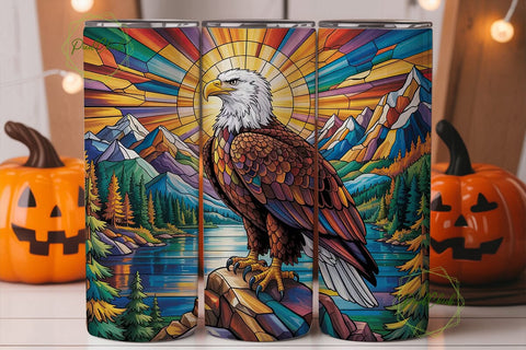 Stained Glass Eagle 20oz Tumbler Wrap Sublimation PixelChick 