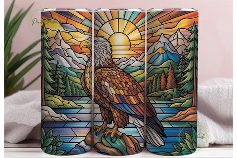 Stained Glass Eagle 20oz Tumbler Wrap Sublimation PixelChick 