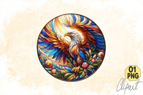 Stained Glass Eagle Clipart Sublimation SVGArt 