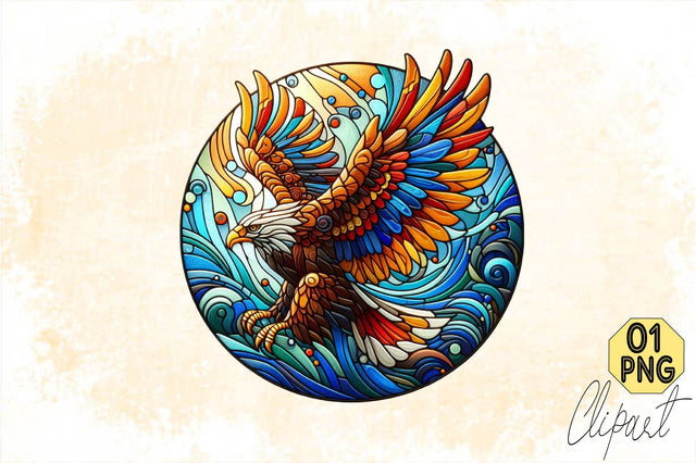 Stained Glass Eagle Clipart Sublimation SVGArt 