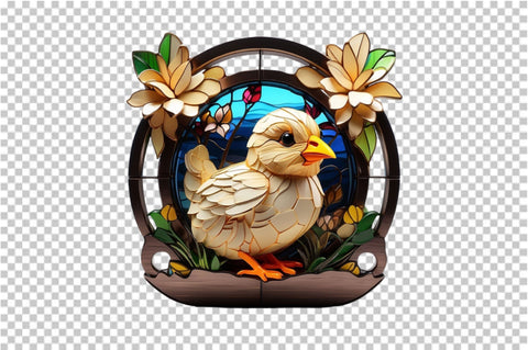 Stained Glass Easter Chick Clipart PNG Sublimation SVGArt 