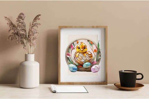 Stained Glass Easter Chick Clipart PNG Sublimation SVGArt 