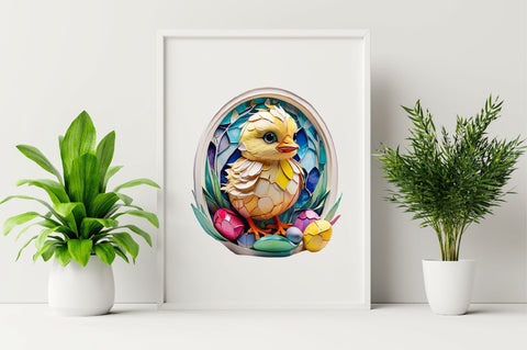 Stained Glass Easter Chick Clipart PNG Sublimation SVGArt 
