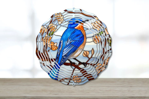 Stained Glass Eastern Bluebird Wind Spinner Bundle Sublimation Regulrcrative 