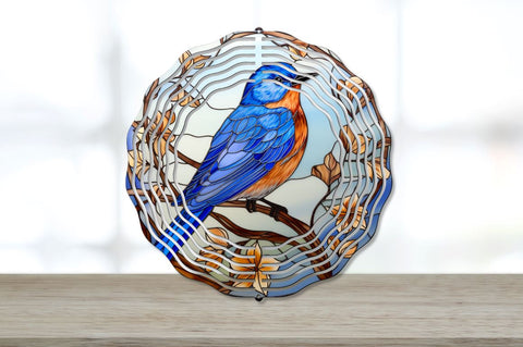 Stained Glass Eastern Bluebird Wind Spinner Bundle Sublimation Regulrcrative 