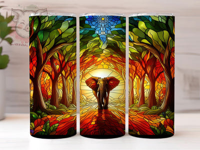 Stained Glass Elephant 20oz Tumbler Png, Straight & Tapered Tumbler Png, Elephant Tumbler Png, Digital Download PNG Sublimation Lara' s Designs 