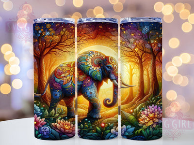 Stained Glass Elephant Tumbler Wrap, Stained Glass Tumbler Wrap, Mosaic Animal Tumbler, 20oz Sublimation Wrap, Colorful Elephant Design, Artistic Glass Tumbler, Boho Elephant Tumbler Sublimation SvggirlplusArt 