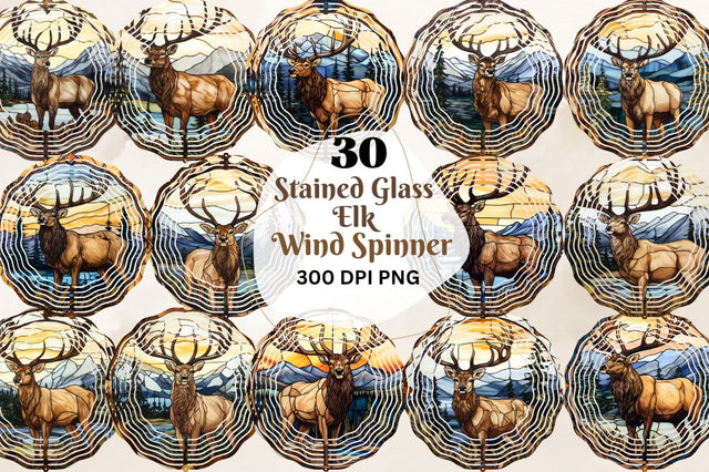 Stained Glass Elk Wind Spinner Bundle Sublimation Regulrcrative 