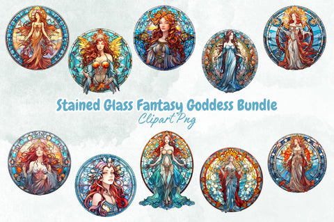 Stained Glass Fantasy Goddess Bundle Sublimation Designangry 