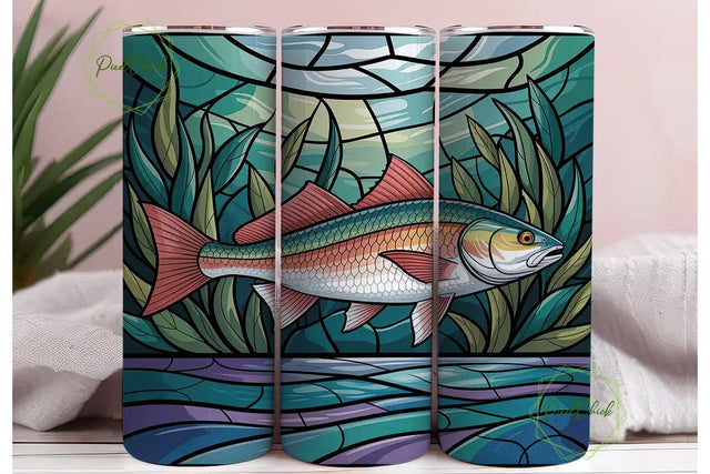 Stained Glass Fish 20oz Tumbler Wrap Sublimation PixelChick 