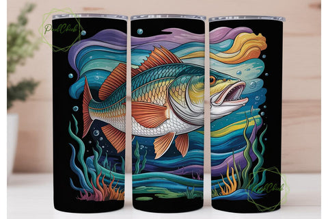 Stained Glass Fish 20oz Tumbler Wrap Sublimation PixelChick 