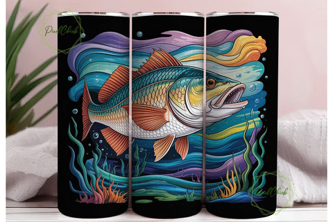 Stained Glass Fish 20oz Tumbler Wrap Sublimation PixelChick 