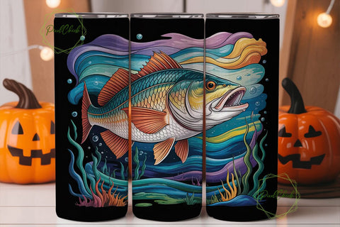Stained Glass Fish 20oz Tumbler Wrap Sublimation PixelChick 