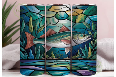 Stained Glass Fish 20oz Tumbler Wrap Sublimation PixelChick 