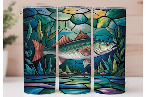 Stained Glass Fish 20oz Tumbler Wrap Sublimation PixelChick 
