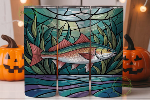 Stained Glass Fish 20oz Tumbler Wrap Sublimation PixelChick 