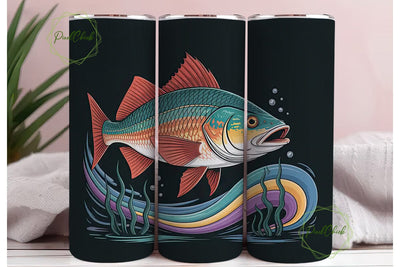 Stained Glass Fish 20oz Tumbler Wrap Sublimation PixelChick 