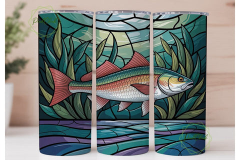 Stained Glass Fish 20oz Tumbler Wrap Sublimation PixelChick 