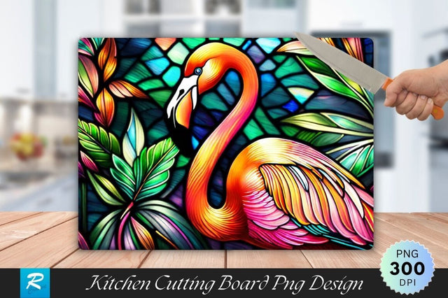 Stained Glass Flamingo Bird Background Cutting Board Sublimation Regulrcrative 