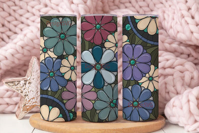 Stained Glass Floral 20oz Tumbler Wrap Sublimation DesignSVG 