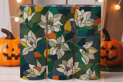 Stained Glass Floral 20oz Tumbler Wrap Sublimation PixelChick 