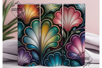 Stained Glass Floral 20oz Tumbler Wrap Sublimation sassyprint 