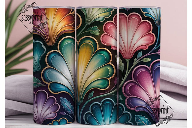 Stained Glass Floral 20oz Tumbler Wrap Sublimation sassyprint 