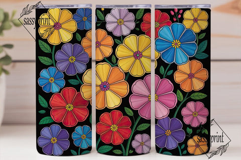 Stained Glass Floral 20oz Tumbler Wrap Sublimation sassyprint 