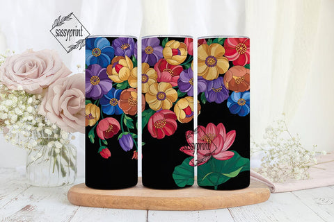 Stained Glass Floral 20oz Tumbler Wrap Sublimation sassyprint 
