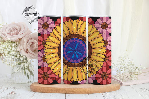 Stained Glass Floral 20oz Tumbler Wrap Sublimation sassyprint 