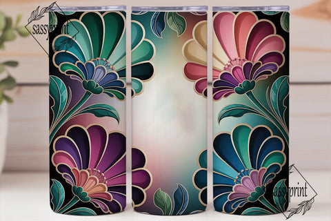 Stained Glass Floral 20oz Tumbler Wrap Sublimation sassyprint 