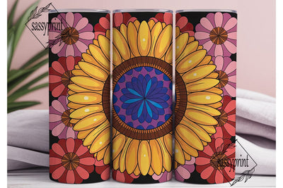 Stained Glass Floral 20oz Tumbler Wrap Sublimation sassyprint 