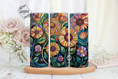 Stained Glass Floral 20oz Tumbler Wrap Sublimation sassyprint 