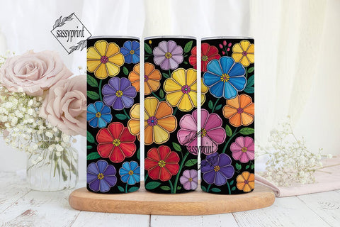 Stained Glass Floral 20oz Tumbler Wrap Sublimation sassyprint 