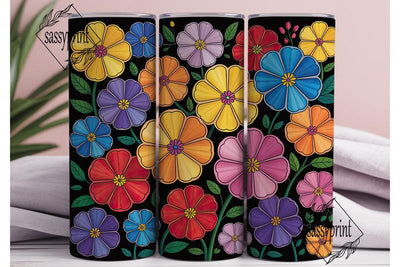 Stained Glass Floral 20oz Tumbler Wrap Sublimation sassyprint 