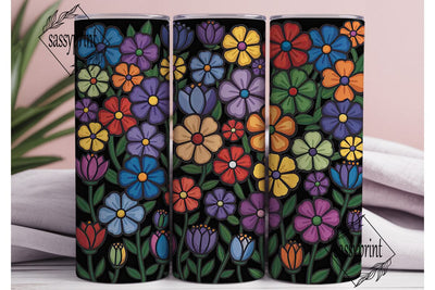 Stained Glass Floral 20oz Tumbler Wrap Sublimation sassyprint 