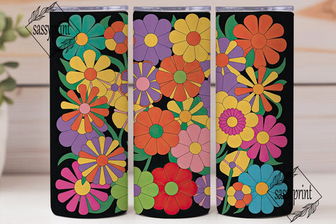 Stained Glass Floral 20oz Tumbler Wrap Sublimation sassyprint 