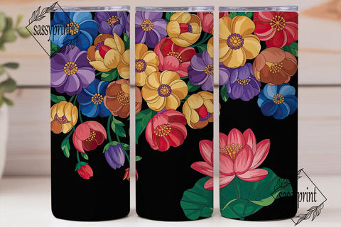 Stained Glass Floral 20oz Tumbler Wrap Sublimation sassyprint 