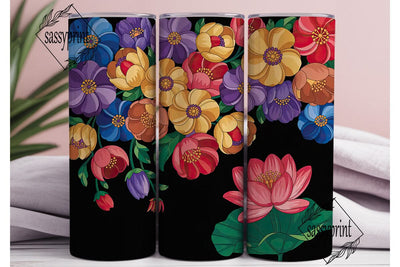 Stained Glass Floral 20oz Tumbler Wrap Sublimation sassyprint 